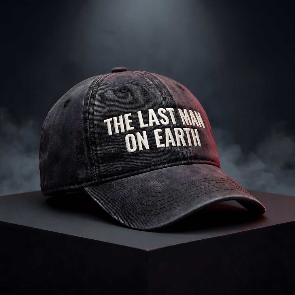 The Last Man on Earth Embroidered Dad Cap, washed black