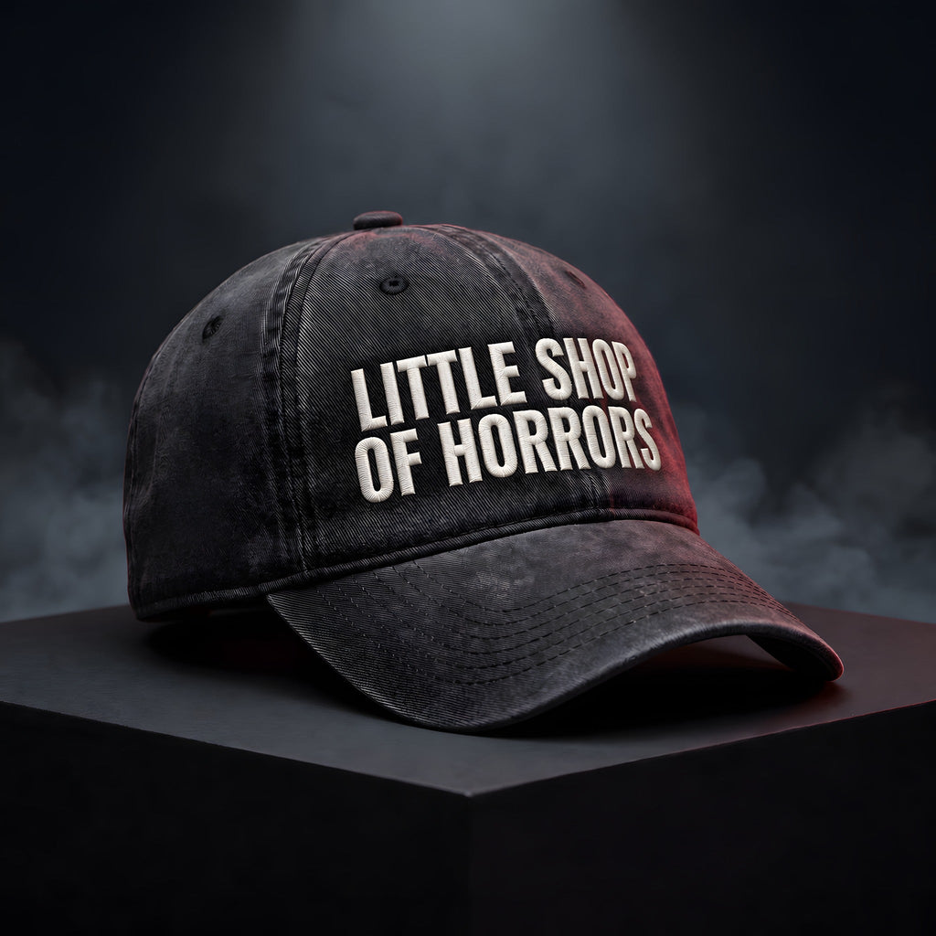 The Little Shop of Horrors Embroidered Dad Cap, washed black