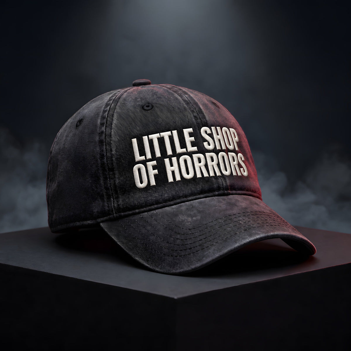 The Little Shop of Horrors Embroidered Dad Cap, washed black