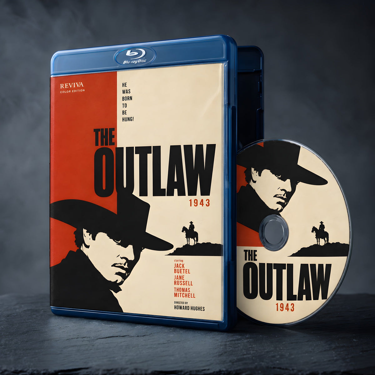 The Outlaw Color Edition Blu-ray, case and disc